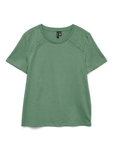 Vero Moda Koszulka w kolorze zielonym rozmiar: XL. Zielone bluzki Vero Moda, xl, bez wzorów, z bawełny, bez kołnierzyka, bez ramiączek. Za 52,79 zł.