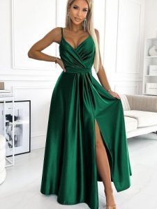 Sukienka Model Juliet 512-1 Bottle Green - Numoco. Zielone sukienki NUMOCO, na co dzień, l, z aplikacjami, z elastanu, eleganckie, bez kołnierzyka, plus size, bez ramiączek, maxi, proste. Za 485,92 zł.