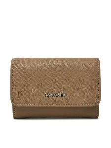 Calvin Klein Portfel Ck Must Small Trifold_Mono K60K612829 Beżowy. Brązowe portfele Calvin Klein, bez wzorów, ze skóry. Za 189,99 zł.