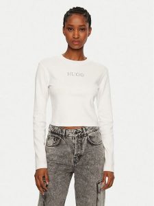 HUGO Bluzka Della 50537288 Biały Slim Fit. Białe bluzki Hugo, xl, bez wzorów, z bawełny, bez kołnierzyka, bez ramiączek. Za 139,99 zł.