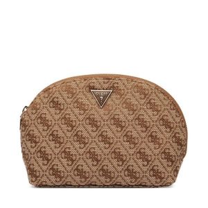 Kosmetyczka Guess. Brązowe kosmetyczki Guess, z aplikacjami, z materiału. Za 197,99 zł.