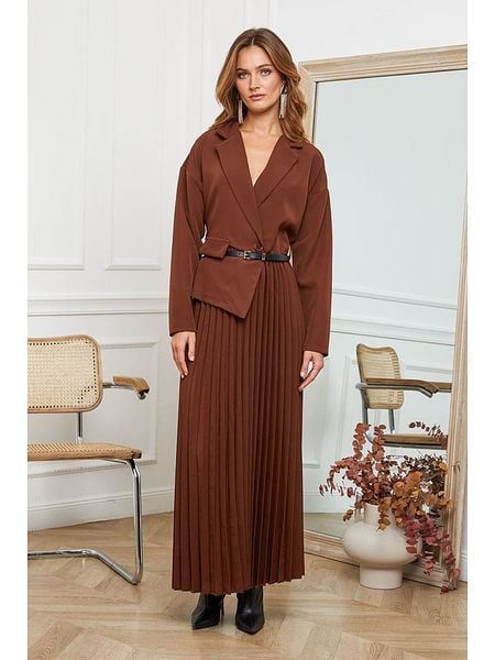 Joséfine Sukienka "Jaune" w kolorze jasnobrązowym rozmiar: XL. Brązowe sukienki Joséfine, na co dzień, xl, bez wzorów, ze skóry, bez kołnierzyka, bez ramiączek, maxi, proste. Za 187,96 zł.