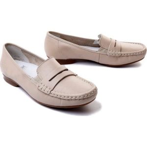 RIEKER 40073-60 beige, półbuty/mokasyny damskie. Brązowe czółenka Rieker, bez wzorów, bez obcasa, bez zapięcia. Za 173,94 zł.