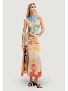 Desigual Sukienka codzienna VEST_JADE Pomarańczowy Egg Fit. Brązowe sukienki Desigual, na co dzień, xs, bez wzorów, bez kołnierzyka, bez ramiączek, proste. Za 639,99 zł.