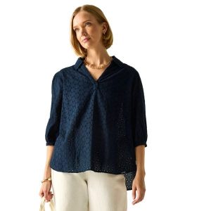 Koszula Damska Nofino Broderie. Niebieskie koszule Regatta, l, bez wzorów, z bawełny, bez kołnierzyka, bez ramiączek. Za 184,99 zł.