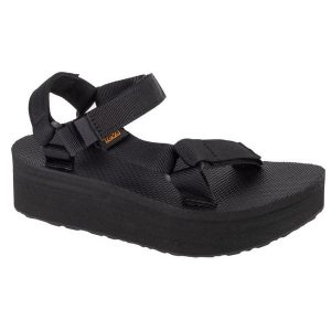 Sandały Teva Flatform Universal Sandals 1008844-BLK czarne. Czarne sandały bez wzorów, z tkaniny, bez obcasa, bez zapięcia. Za 412,61 zł.