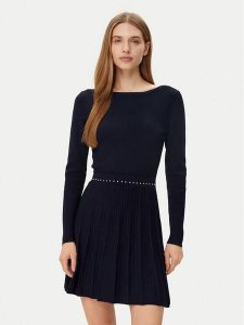 Morgan Sukienka dzianinowa 251-RMCLO Granatowy Slim Fit. Niebieskie kombinezony Morgan, l, bez wzorów, z dzianiny, bez kołnierzyka, bez ramiączek. Za 249,99 zł.