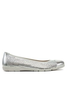 Caprice Baleriny 9-22151-42 Srebrny. Szare balerinki Caprice, bez wzorów, ze skóry, bez obcasa, bez zapięcia. Za 205,99 zł.