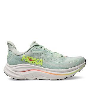Buty do biegania Hoka. Zielone buty sportowe Hoka, bez wzorów, bez zapięcia, do biegania. Za 466,99 zł.