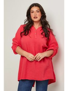Curvy Lady Tunika w kolorze różowym rozmiar: 48/50. Różowe tuniki Curvy Lady, bez wzorów, klasyczne, bez kołnierzyka, bez ramiączek. Za 118,56 zł.