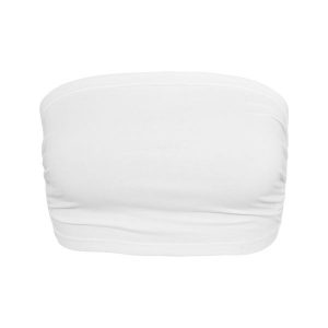 Top Bandeau Dla Kobiet. Białe koszulki sportowe BUILD YOUR BRAND, bez wzorów, bez ramiączek. Za 42,99 zł.