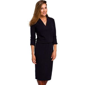 Stylove Sukienka w kolorze grantowym rozmiar: M. Niebieskie sukienki Stylove, na co dzień, m, bez wzorów, z bawełny, bez kołnierzyka, bez ramiączek, midi, proste. Za 149,95 zł.