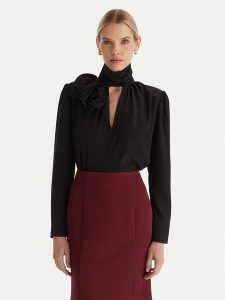 ACCESS FASHION Bluzka 54-2063-171 Czarny Regular Fit. Czarne bluzki ACCESS FASHION, bez wzorów, z syntetyku, bez kołnierzyka, bez ramiączek. Za 329,99 zł.