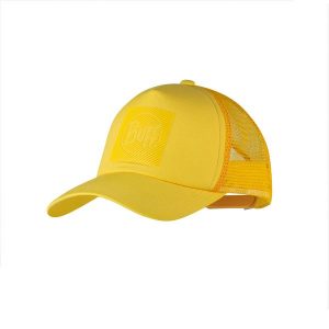 Czapka z daszkiem BUFF TRUCKER CAP. Żółte czapki Buff, bez wzorów, sportowe. W wyprzedaży za 82,43 zł.
