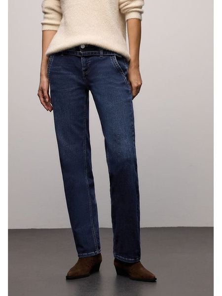 Street One Dżinsy - Regular fit - w kolorze granatowym rozmiar: W27/L32. Niebieskie jeansy Street One, z aplikacjami, ze skóry. Za 173,99 zł.