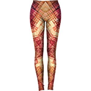 Legginsy w kolorze czerwono-żółtym ze wzorem. Legginsy marki Haby, Mr Gugu Ms Go. W wyprzedaży za 114,95 zł.