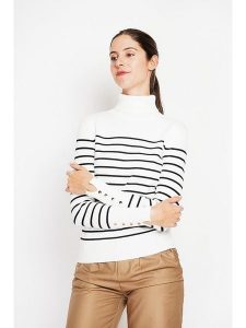 ASSUILI Golf w kolorze biało-czarnym rozmiar: 36. Białe golfy Assuili, bez wzorów. Za 104,99 zł.