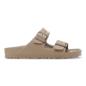 Klapki damskie Birkenstock Arizona EVA Gray Taupe. Brązowe klapki Birkenstock, bez wzorów, z materiału, bez obcasa. Za 219,99 zł.