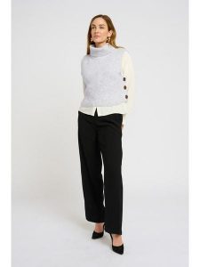 Kaffe Bezrękawnik w kolorze jasnoszarym rozmiar: XL/XXL. Szare golfy Kaffe, bez wzorów, ze splotem. Za 121,51 zł.