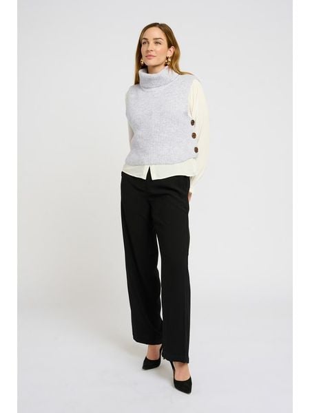 Kaffe Bezrękawnik w kolorze jasnoszarym rozmiar: M/L. Szare golfy Kaffe, bez wzorów, ze splotem. Za 126,45 zł.