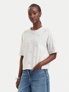 Guess T-Shirt V6GI18 K2985 Kremowy Regular Fit. Białe t-shirty Guess, xl, z aplikacjami, z bawełny, bez kołnierzyka, bez ramiączek. Za 214,99 zł.
