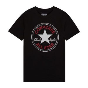 Koszulka z krótkim rękawem Converse Chuck Taylor All Star Core Czarny. Czarne bluzki Converse, bez wzorów, retro, bez kołnierzyka, bez ramiączek. Za 96,00 zł.