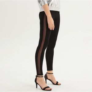 Legginsy z transparentną taśmą - Czarny. Legginsy marki Sinsay. W wyprzedaży za 19,99 zł.
