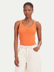 HUGO Top Datamia 50514489 Pomarańczowy Slim Fit. Brązowe topy Hugo, xl, bez wzorów, z bawełny, bez kołnierzyka, bez ramiączek. Za 159,99 zł.