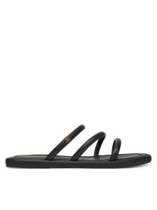 Tommy Hilfiger Klapki Strappy Leather Mule FW0FW08939 Czarny. Czarne klapki TOMMY HILFIGER, bez wzorów, ze skóry, bez obcasa. Za 259,99 zł.