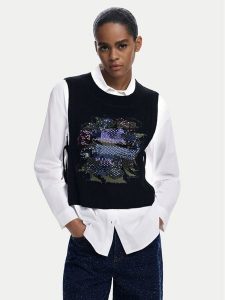 Desigual Koszula Chaleco 25WWCW01 Biały Regular Fit. Białe koszule Desigual, xs, bez wzorów, z bawełny, bez kołnierzyka, bez ramiączek. Za 489,99 zł.