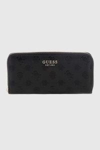 GUESS Czarny beżowy portfel damski Phoebe. Czarne portfele Guess, z aplikacjami, ze skóry ekologicznej. W wyprzedaży za 188,99 zł.