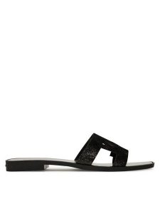 KARL LAGERFELD Klapki Skoot II KL80402 Czarny. Czarne klapki KARL LAGERFELD, bez wzorów, ze skóry, bez obcasa. Za 269,99 zł.