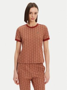 Lacoste T-Shirt TF3244 Pomarańczowy Slim Fit. Brązowe t-shirty Lacoste, bez wzorów, z bawełny, bez kołnierzyka, bez ramiączek. Za 259,99 zł.