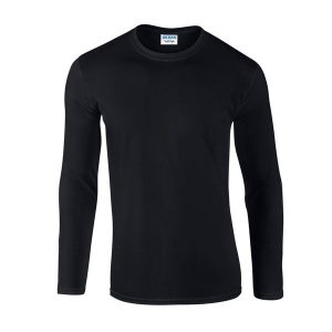 Koszulka Z Długim Rękawem Dla Dorosłych Unisex Soft Touch. Czarne bluzki GILDAN, s, bez wzorów, sportowe, bez kołnierzyka, bez ramiączek. Za 49,99 zł.