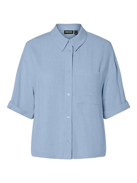 Pieces Bluzka "Vinsty" w kolorze błękitnym rozmiar: S. Niebieskie bluzki Pieces, s, bez wzorów, bez kołnierzyka, bez ramiączek. Za 87,40 zł.