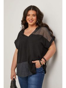 Curvy Lady Bluzka w kolorze czarnym rozmiar: 48/50. Czarne bluzki Curvy Lady, bez wzorów, klasyczne, bez kołnierzyka, bez ramiączek. Za 158,10 zł.