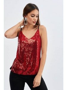 Milan Kiss Top w kolorze czarno-czerwonym rozmiar: S. Czarne topy Milan Kiss, s, bez wzorów, bez kołnierzyka, bez ramiączek. Za 79,03 zł.