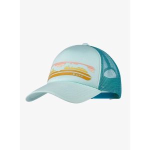 Czapka z daszkiem Buff Trucker Cap - chara mint. Niebieskie czapki Buff, bez wzorów, sportowe. Za 109,99 zł.