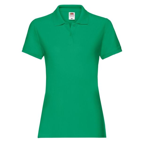 Damska Koszulka Polo Premium. Zielone koszulki sportowe FRUIT OF THE LOOM, bez wzorów, bez ramiączek. Za 72,99 zł.