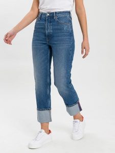 Cross Jeans Dżinsy "Brooke 010" - Straight fit - w kolorze niebieskim rozmiar: W30. Niebieskie jeansy Cross Jeans, z aplikacjami, z jeansu, z podwyższonym stanem. Za 105,38 zł.