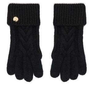 Rękawiczki Damskie Guess. Czarne rękawiczki Guess, z aplikacjami, z dzianiny. Za 194,99 zł.
