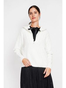 ASSUILI Sweter w kolorze białym rozmiar: 42. Białe swetry oversize Assuili, bez wzorów, ze splotem, bez ramiączek. Za 130,99 zł.