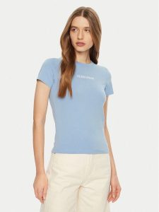 Guess Jeans T-Shirt W4YI01 J1314 Błękitny Regular Fit. Niebieskie t-shirty Guess Jeans, xs, z aplikacjami, z bawełny, bez kołnierzyka, bez ramiączek. Za 89,99 zł.