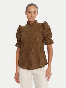 Bruuns Bazaar Bluzka Canterbury Caro BBW4507 Brązowy Regular Fit. Brązowe bluzki Bruuns Bazaar, bez wzorów, z bawełny, bez kołnierzyka, bez ramiączek. Za 359,99 zł.