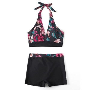 Strój kąpielowy z szortami na plażę i basen Coby. Stroje jednoczęściowe Intica, bez wzorów, z materiału. W wyprzedaży za 139,00 zł.