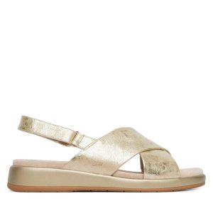 Sandały Caprice. Żółte sandały Caprice, bez wzorów, bez obcasa, na płaskiej podeszwie, bez zapięcia. Za 339,99 zł.