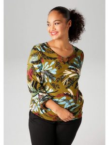 Aniston Bluzka w kolorze oliwkowym rozmiar: 46. Brązowe bluzki Aniston, bez wzorów, bez kołnierzyka, bez ramiączek. Za 56,66 zł.