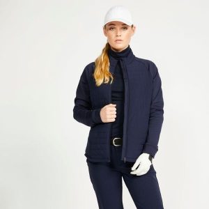 Kurtka do golfa damska Inesis CW500 ciepła. Niebieskie golfy INESIS, bez wzorów, z elastanu. Za 229,99 zł.