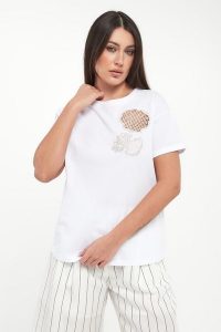 T-shirt damski z cyrkoniami LIU JO. T-shirty Liu Jo, s, bez wzorów, bez kołnierzyka, bez ramiączek. Za 299,00 zł.