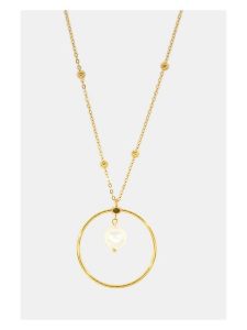 MOODE Naszyjnik "Ines" z elementami ozdobnymi - dł. 42 cm rozmiar: onesize. Białe naszyjniki MOODE, z perłą, ze stali. Za 43,99 zł.